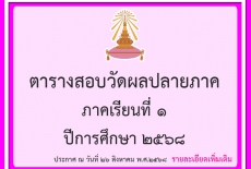 ตารางสอบวัดผลปลายภาค ภาคเรียนที่ 1 ชั้น ม.4-6 ปีการศึกษา 2568